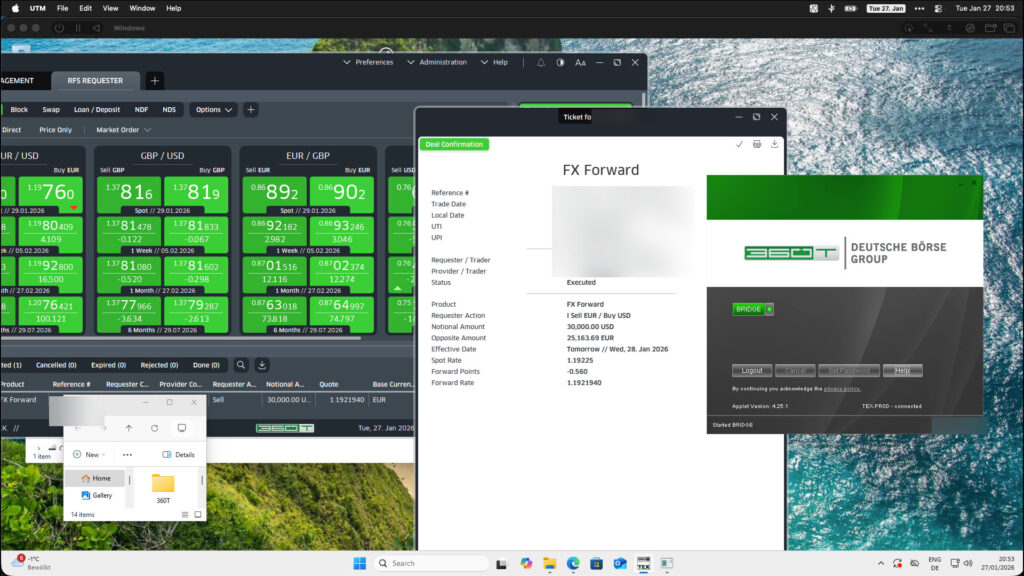 running 360t on macOS in a Windows simulation